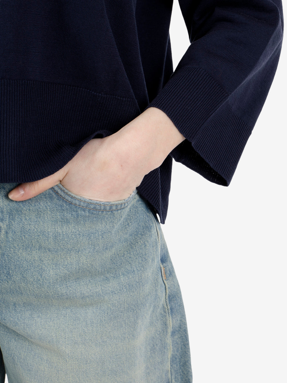 Maglione crop blu