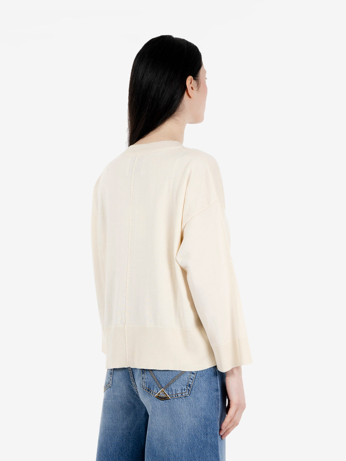 Maglione crop gesso