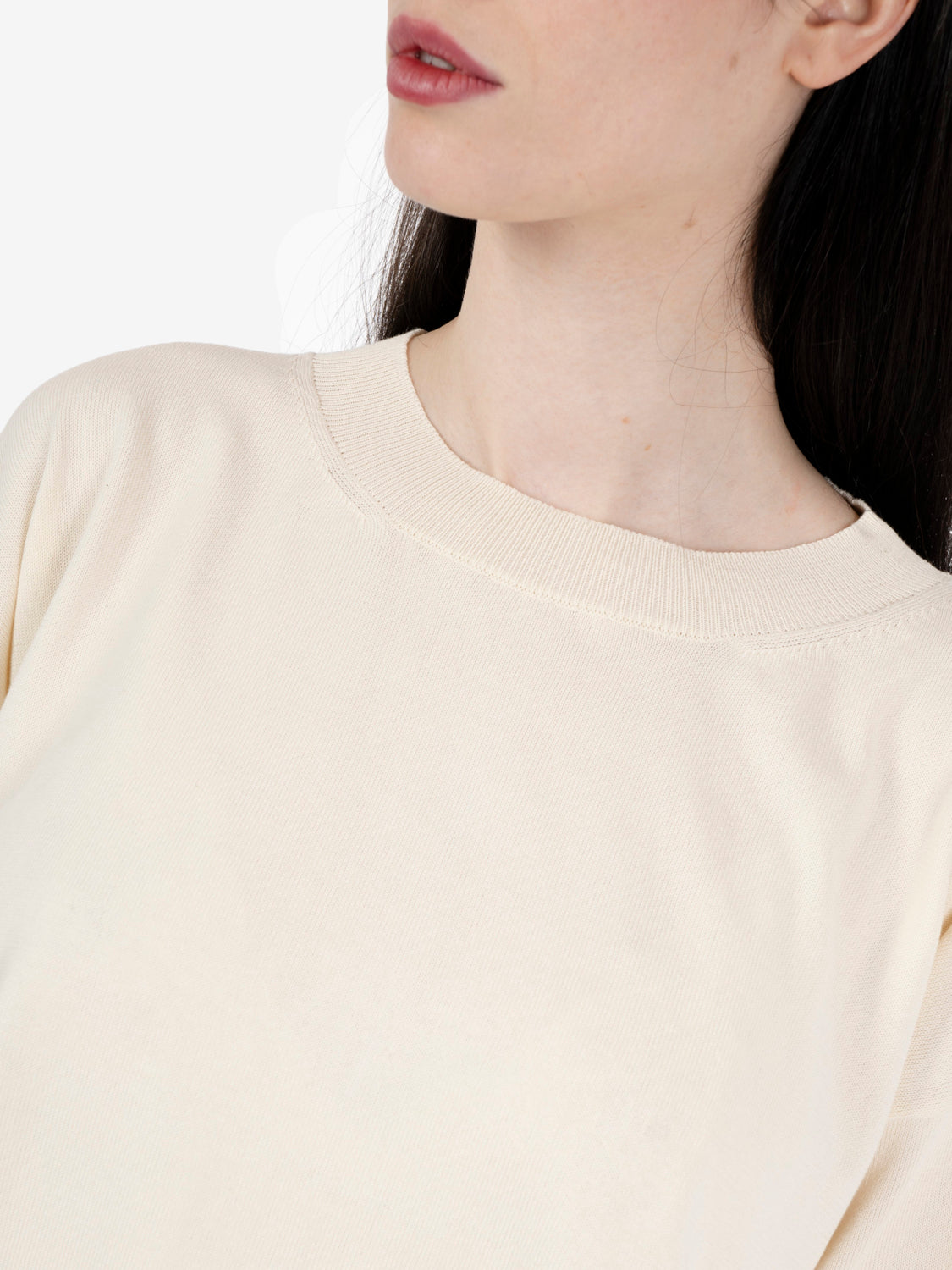 Maglione crop gesso