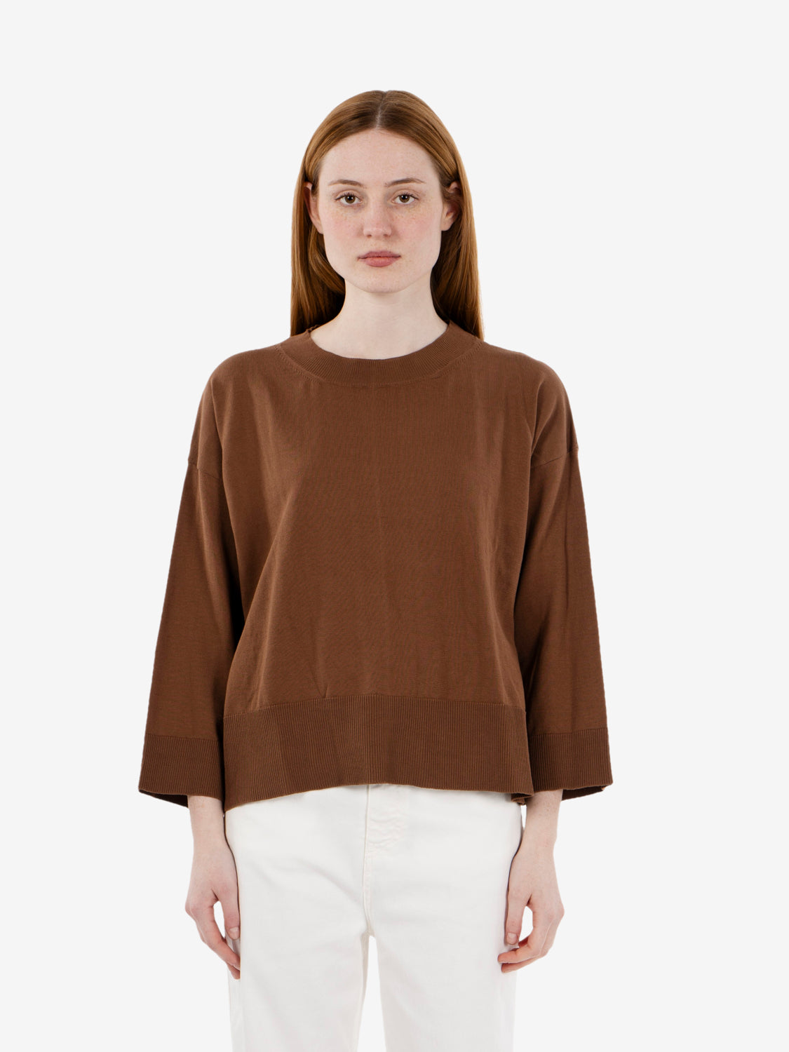 Maglione crop tabacco