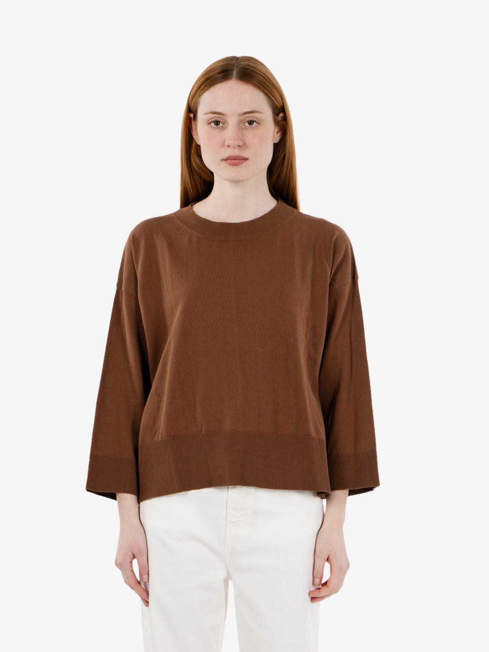 Maglione crop tabacco