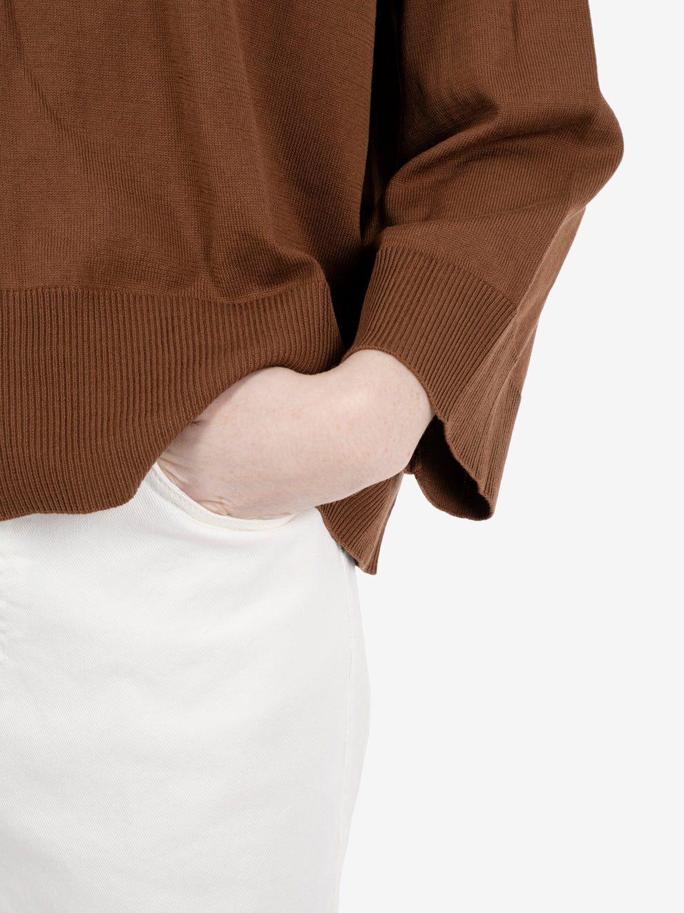 Maglione crop tabacco