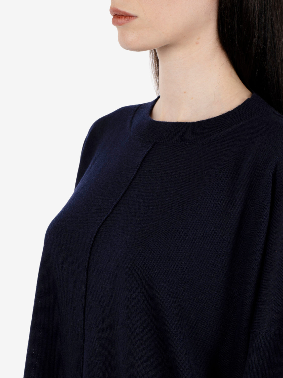 Maglione girocollo a scatola blu notte