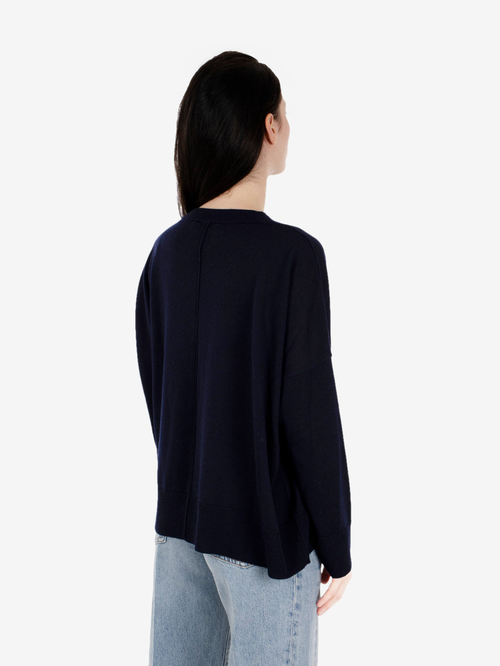 Maglione girocollo a scatola blu notte
