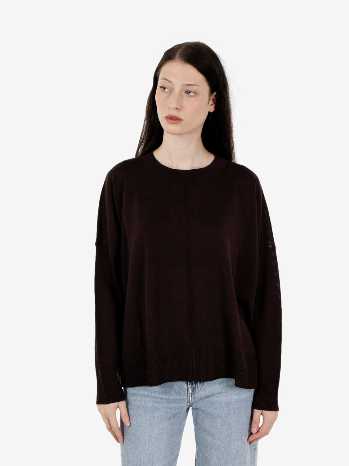 Maglione girocollo a scatola caffè