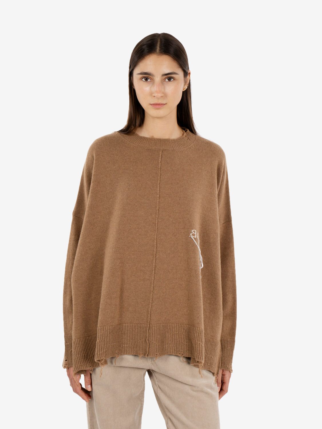 Maglione over destroy cannella