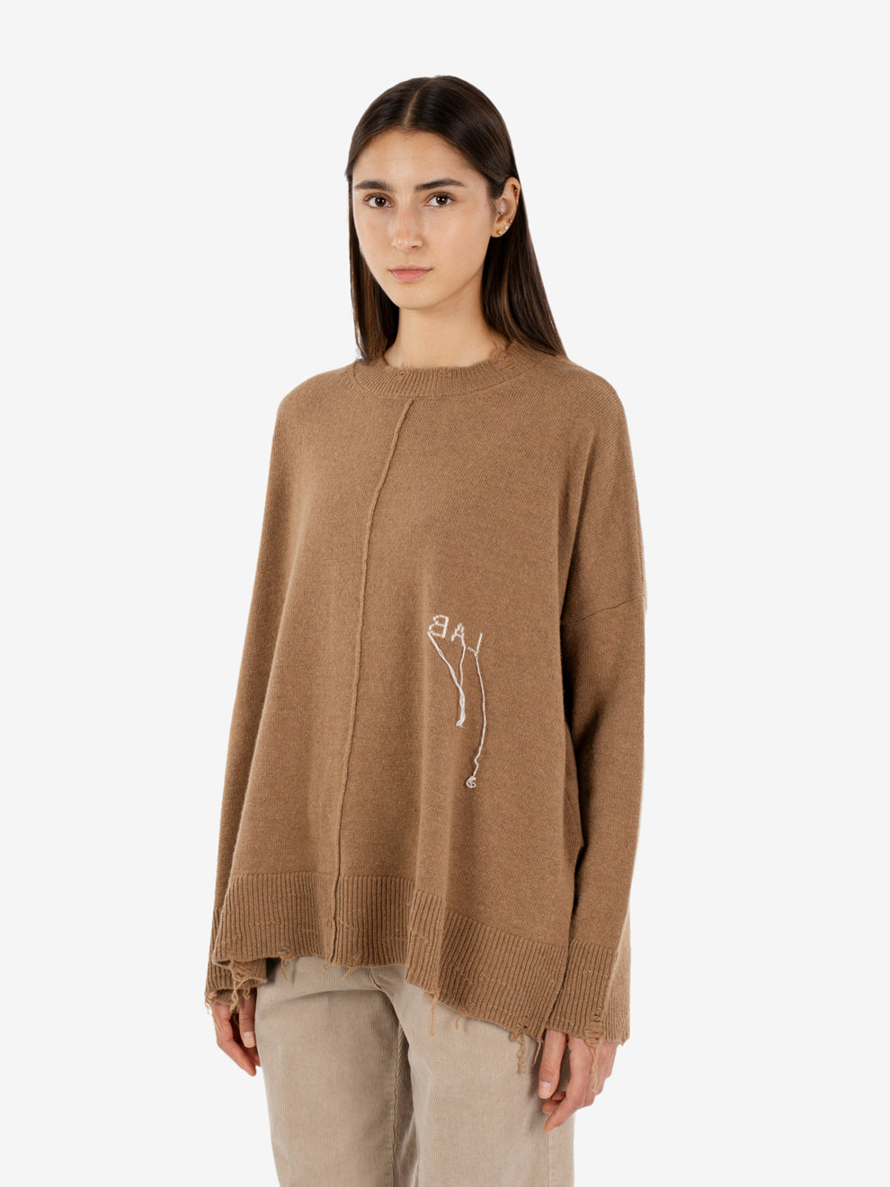 Maglione over destroy cannella