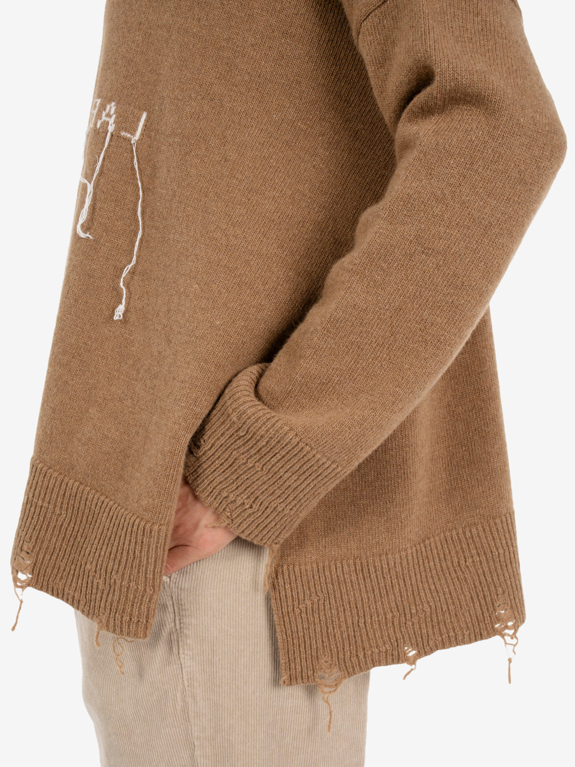 Maglione over destroy cannella