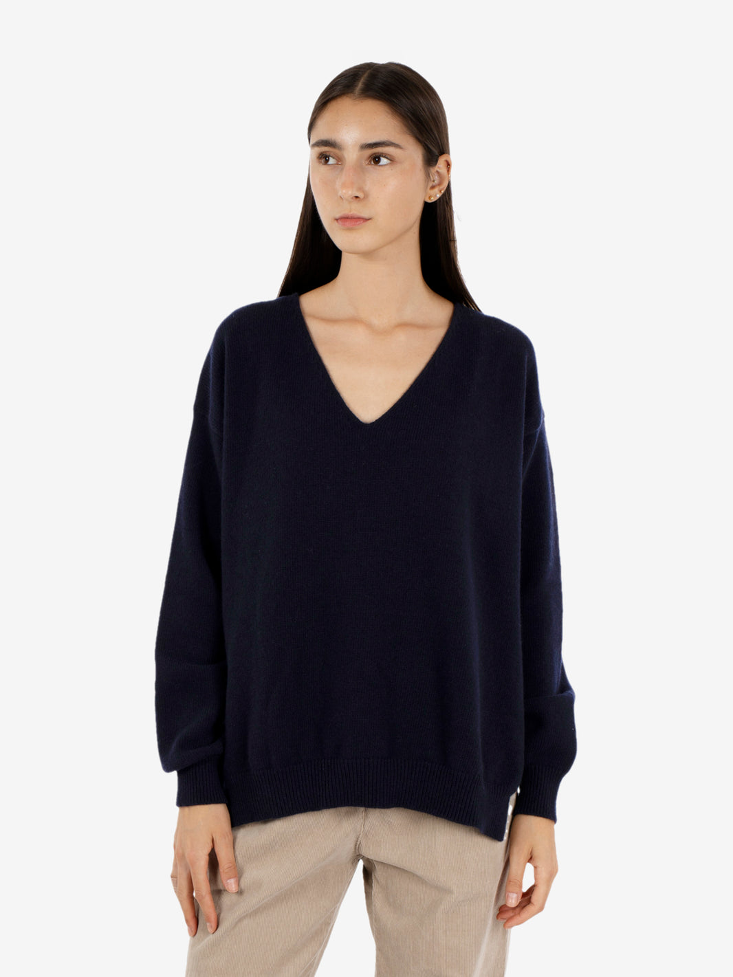 Maglione over scollo V blu notte