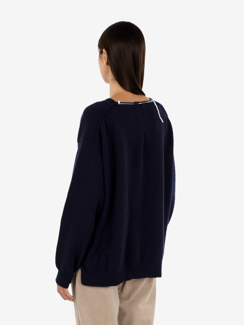Maglione over scollo V blu notte