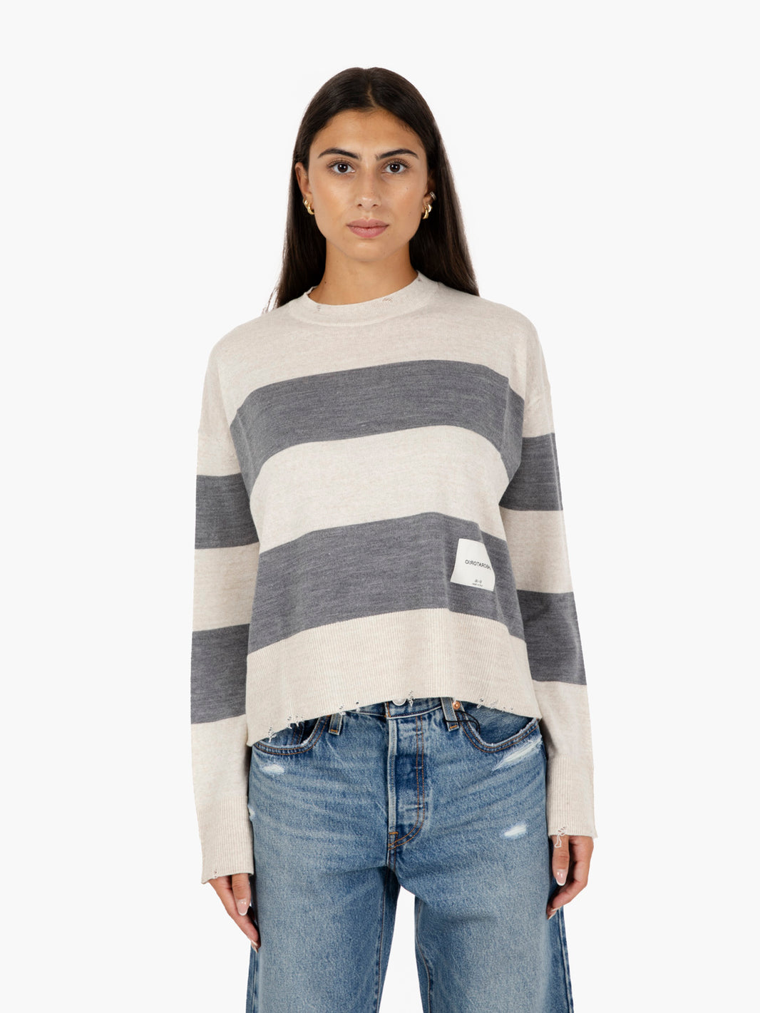 Pull in lana a righe grigio