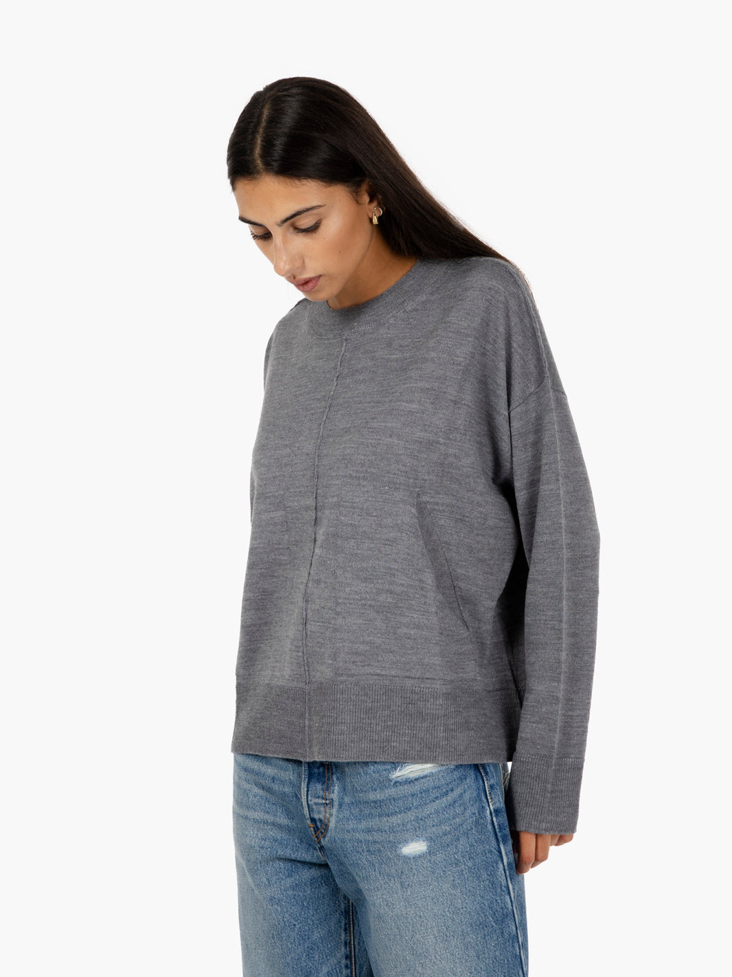 Pull in lana con tasche grigio