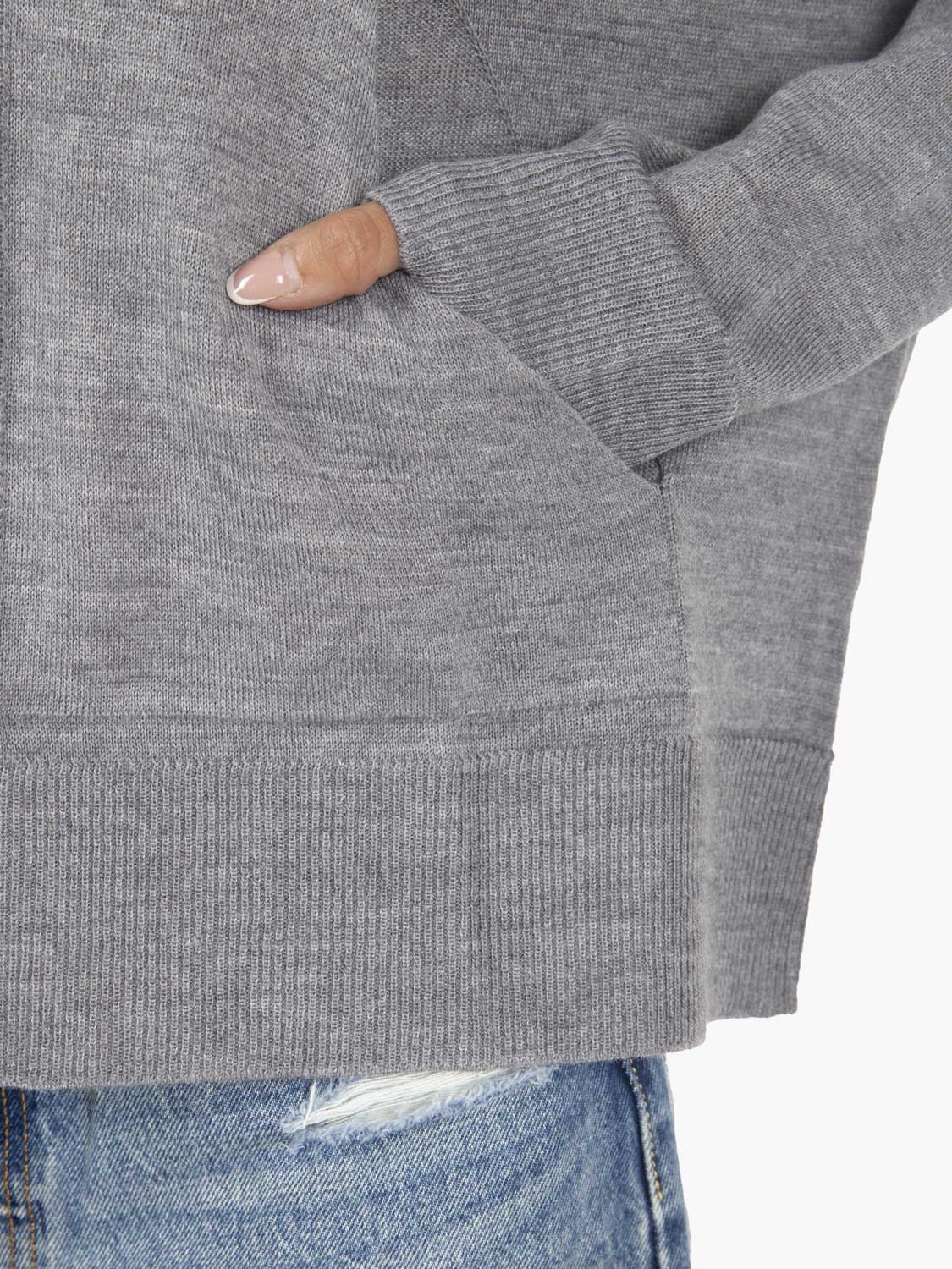 Grey wool sweater with pockets