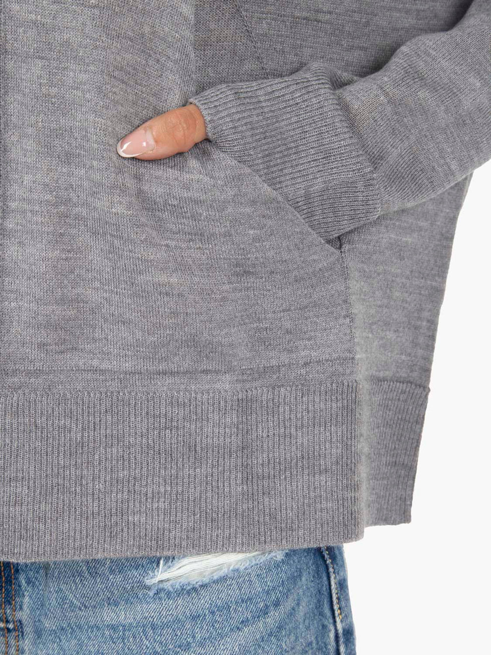 Grey wool sweater with pockets