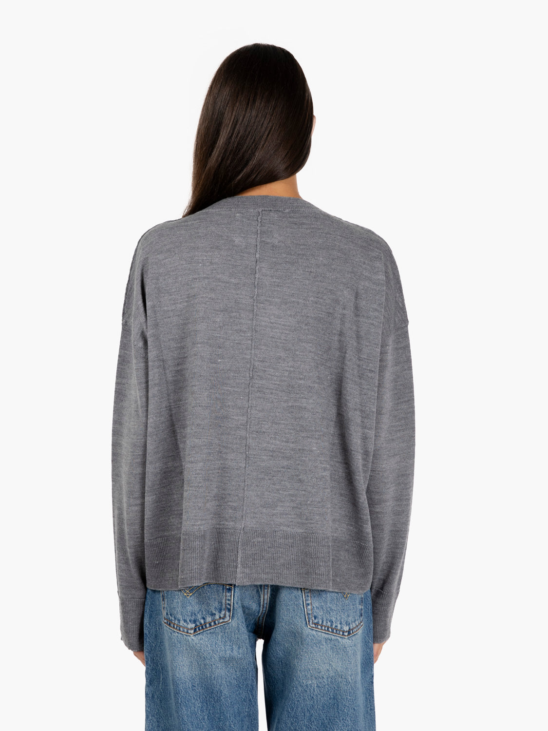 Grey wool sweater with pockets