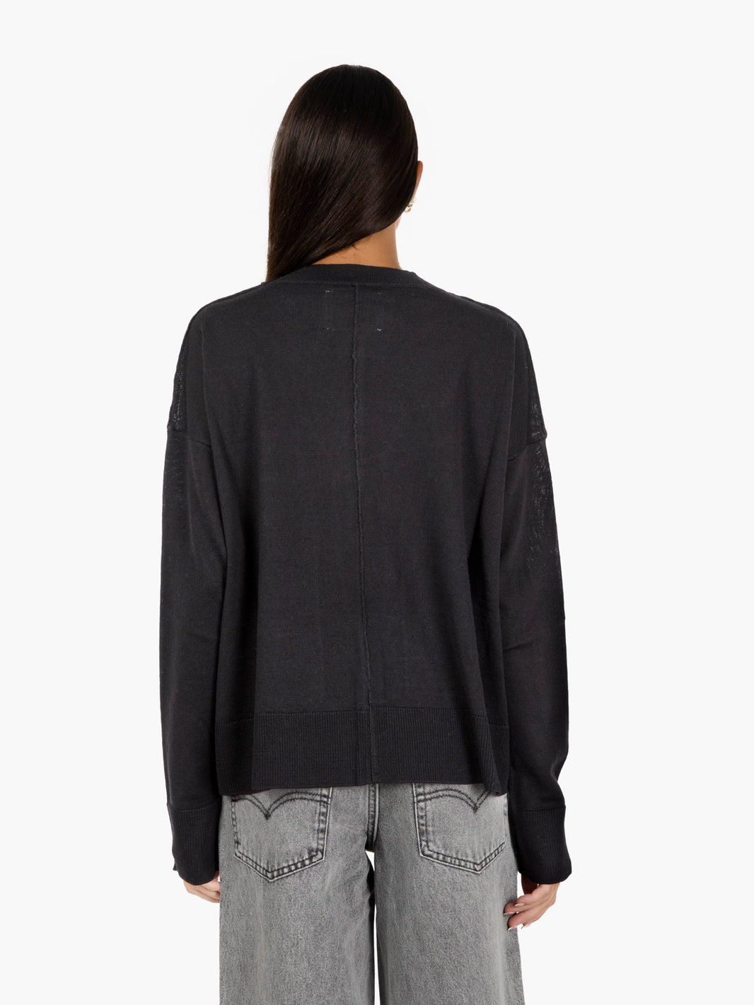 Pull in lana con tasche nero