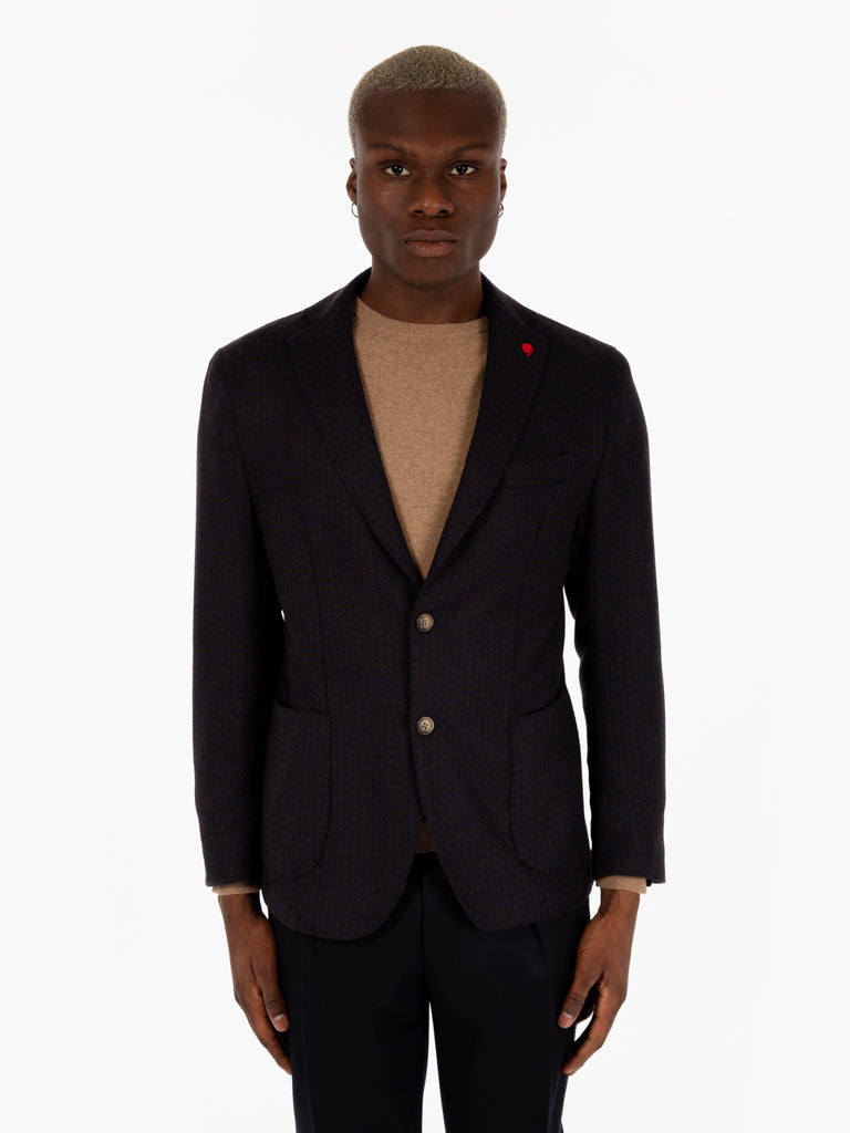 JERRY KEY - Blazer a due bottoni blu navy / marrone