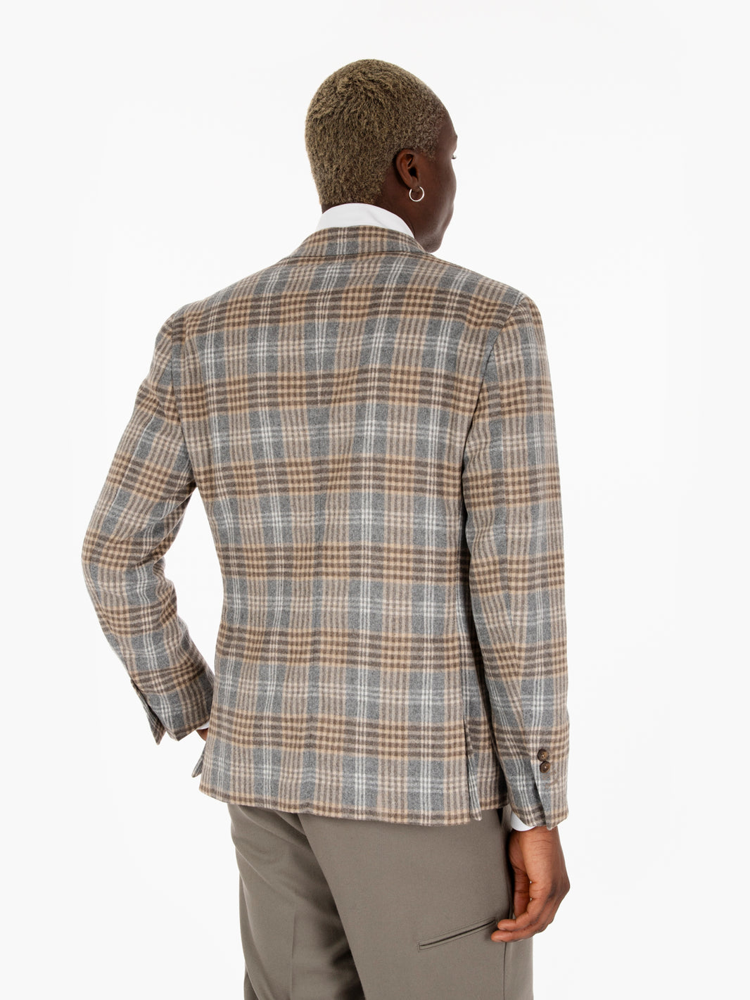 Blazer doppiopetto fantasia check grigio