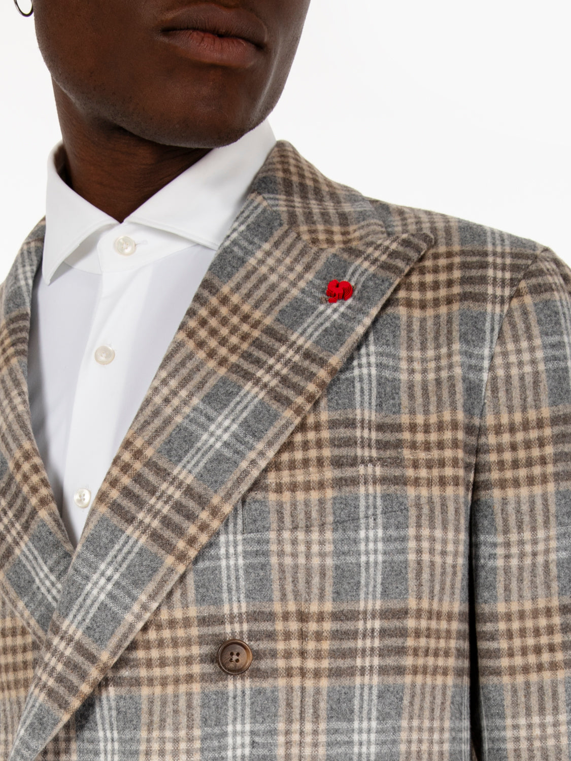 Blazer doppiopetto fantasia check grigio
