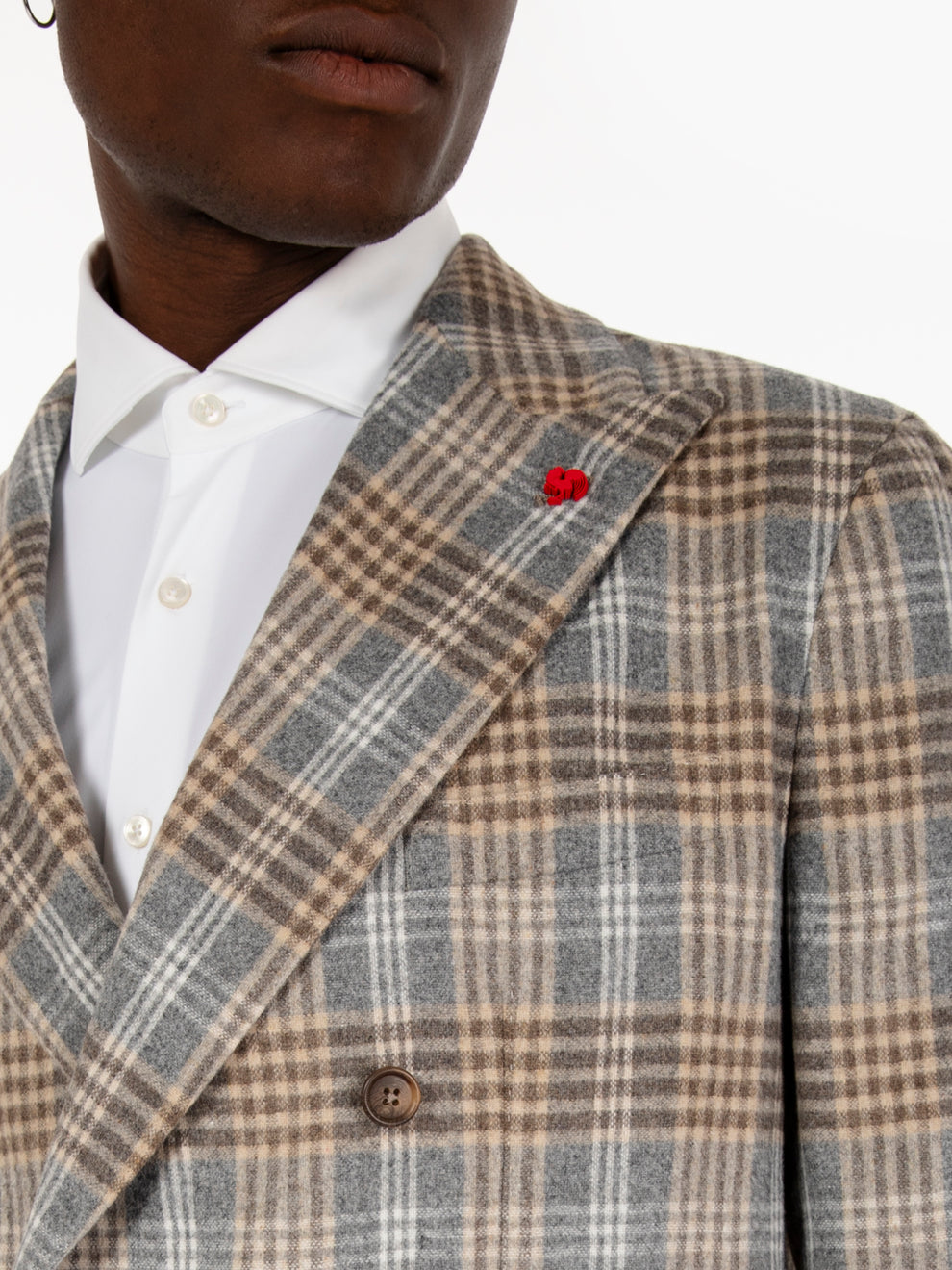 Blazer doppiopetto fantasia check grigio