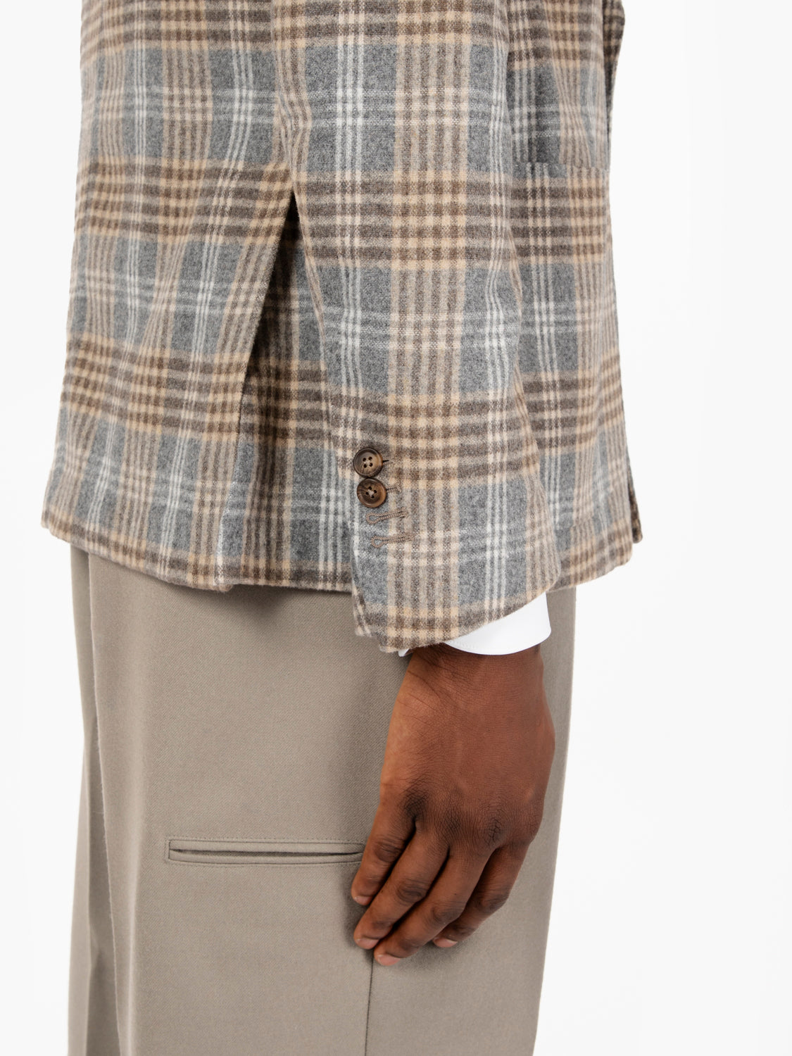 Blazer doppiopetto fantasia check grigio