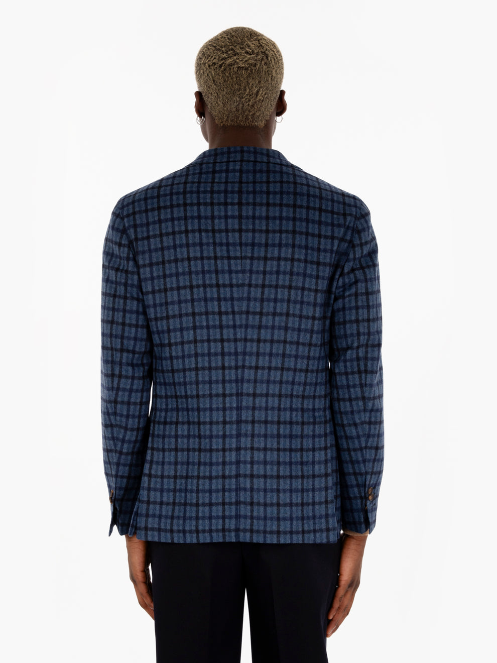 Blazer monopetto check blu avion
