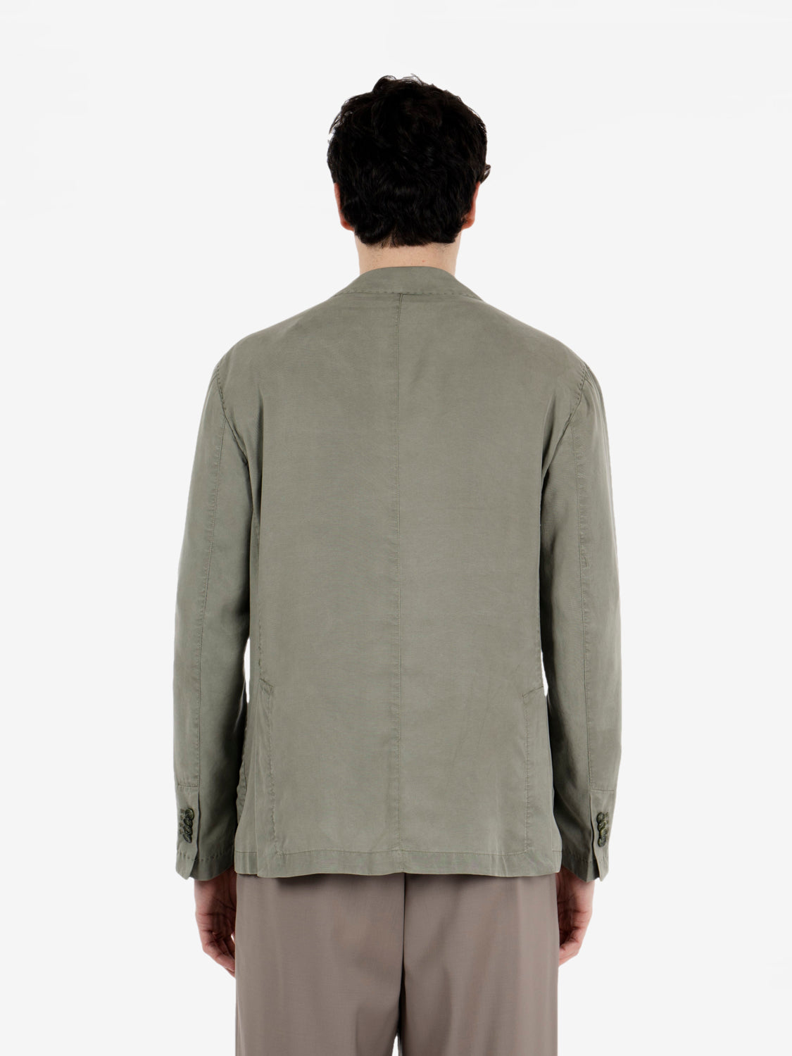 Single-breasted blazer in green viscose blend
