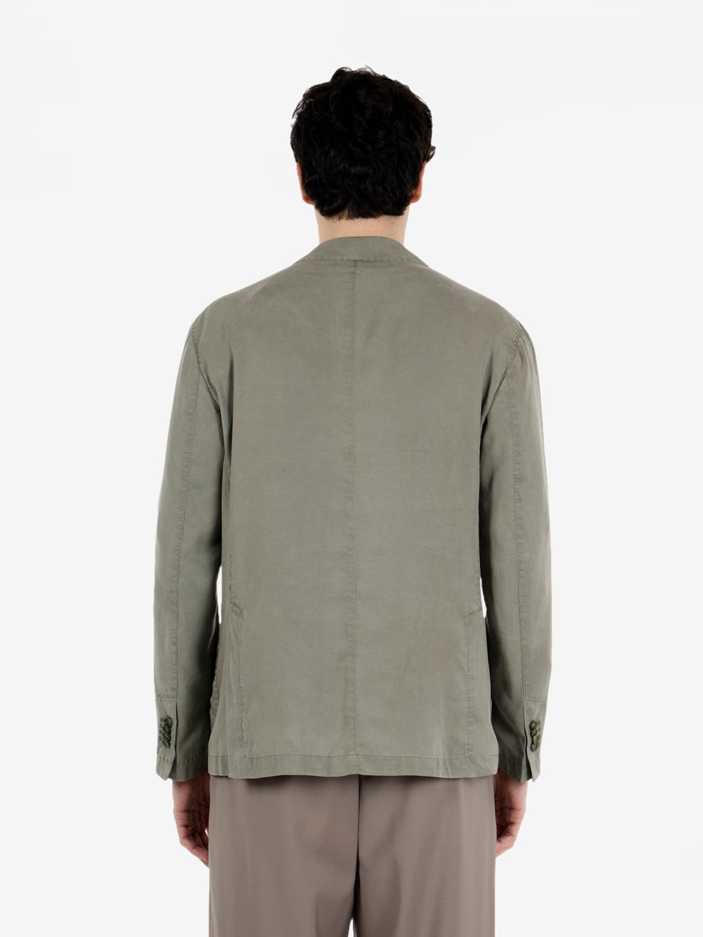 Single-breasted blazer in green viscose blend