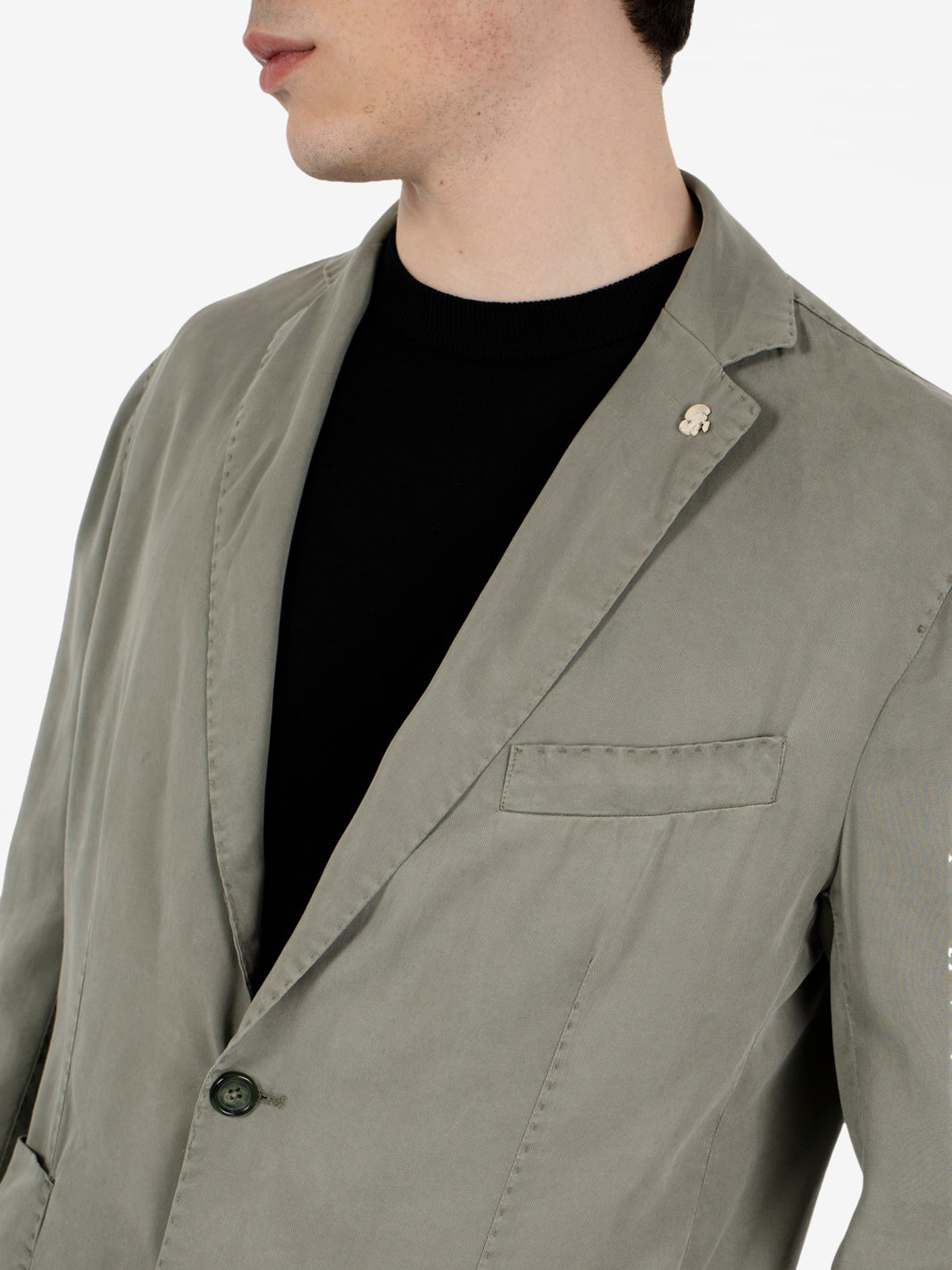 Single-breasted blazer in green viscose blend