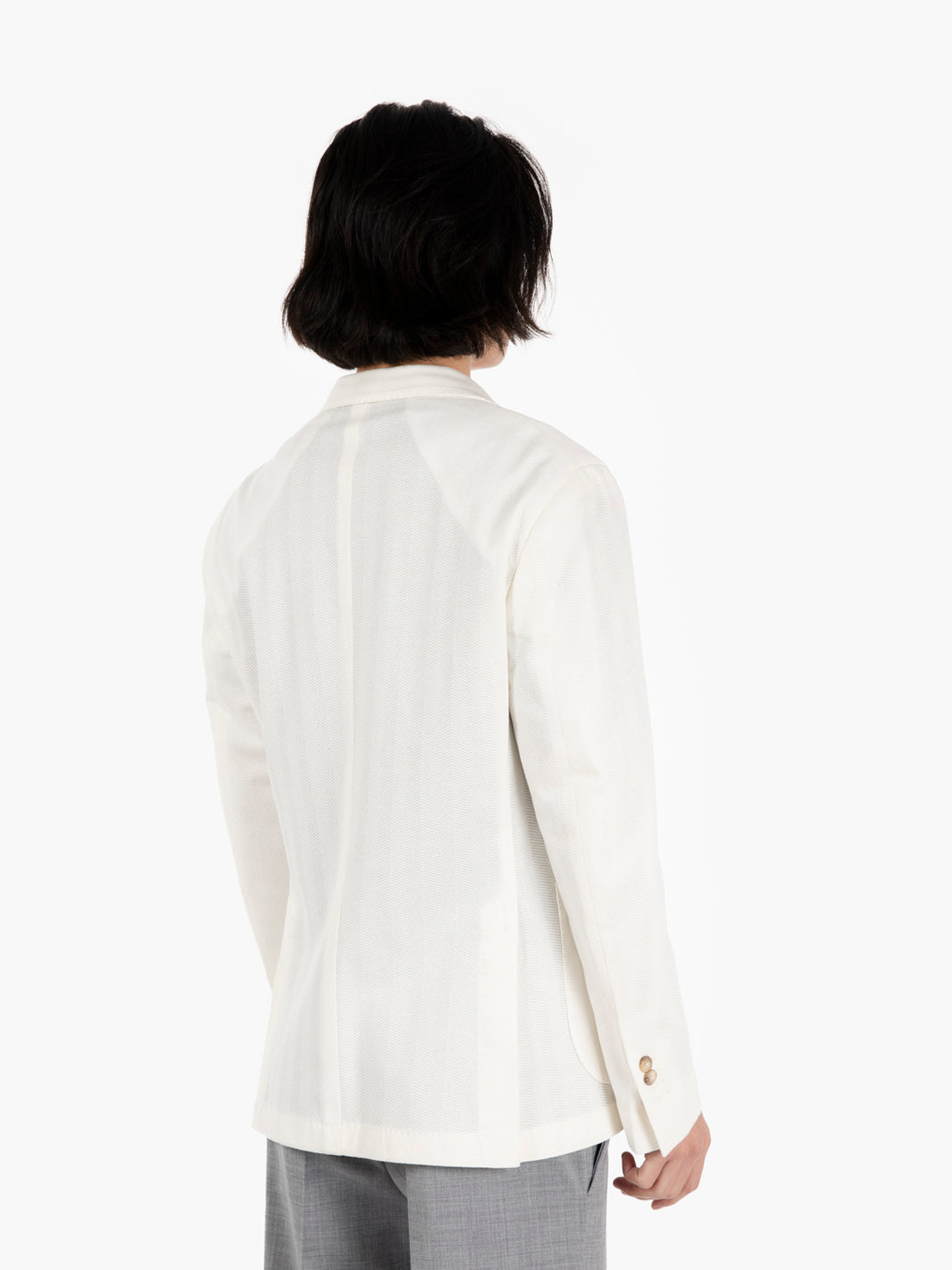 Blazer monopetto spina di pesce bianco