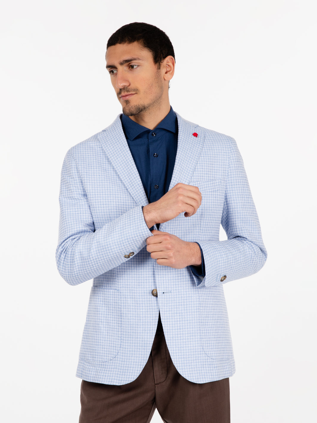 Blazer pied de poule bianco / azzurro
