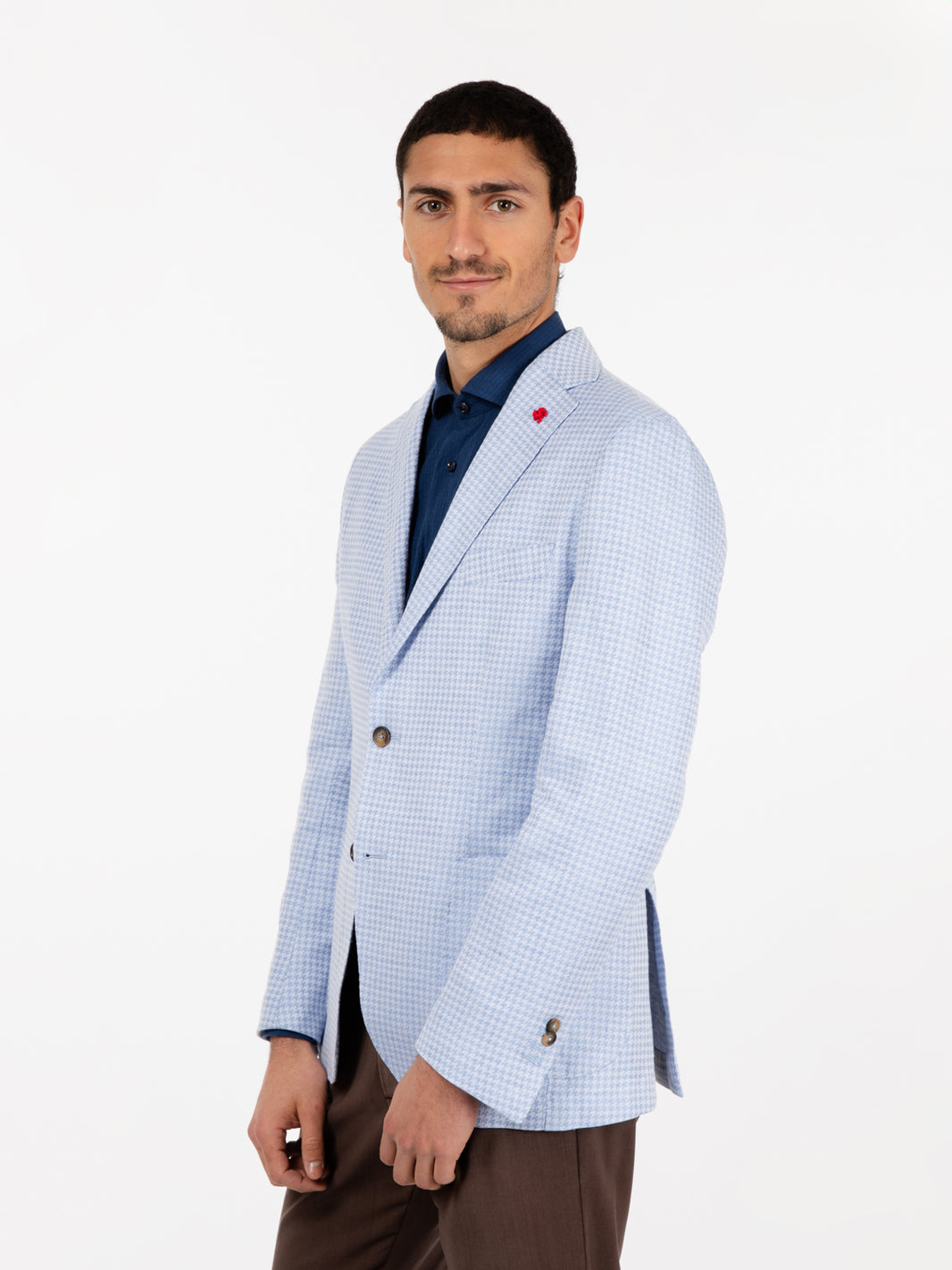 Blazer pied de poule bianco / azzurro