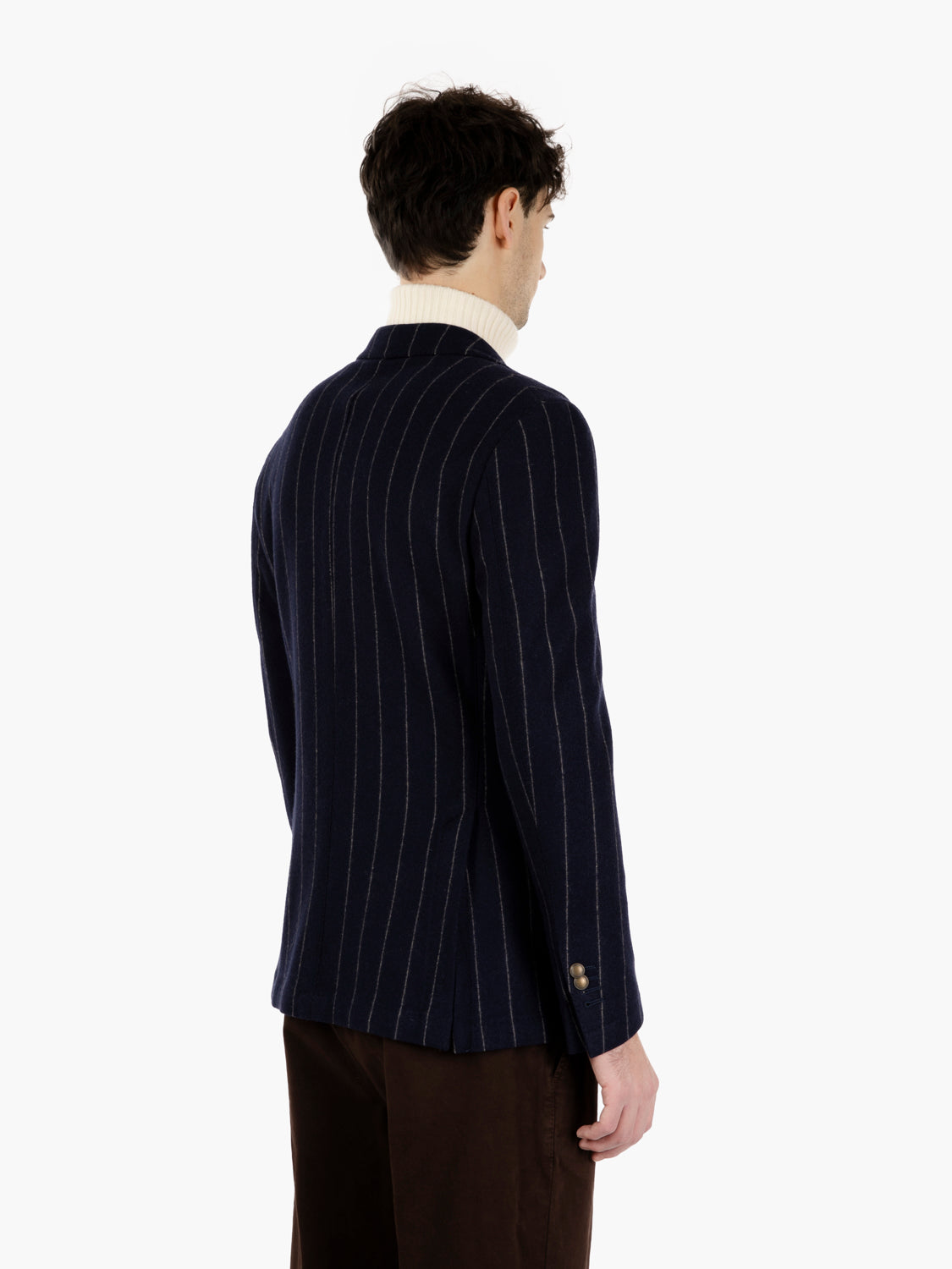 Giacca doppiopetto gessata blu