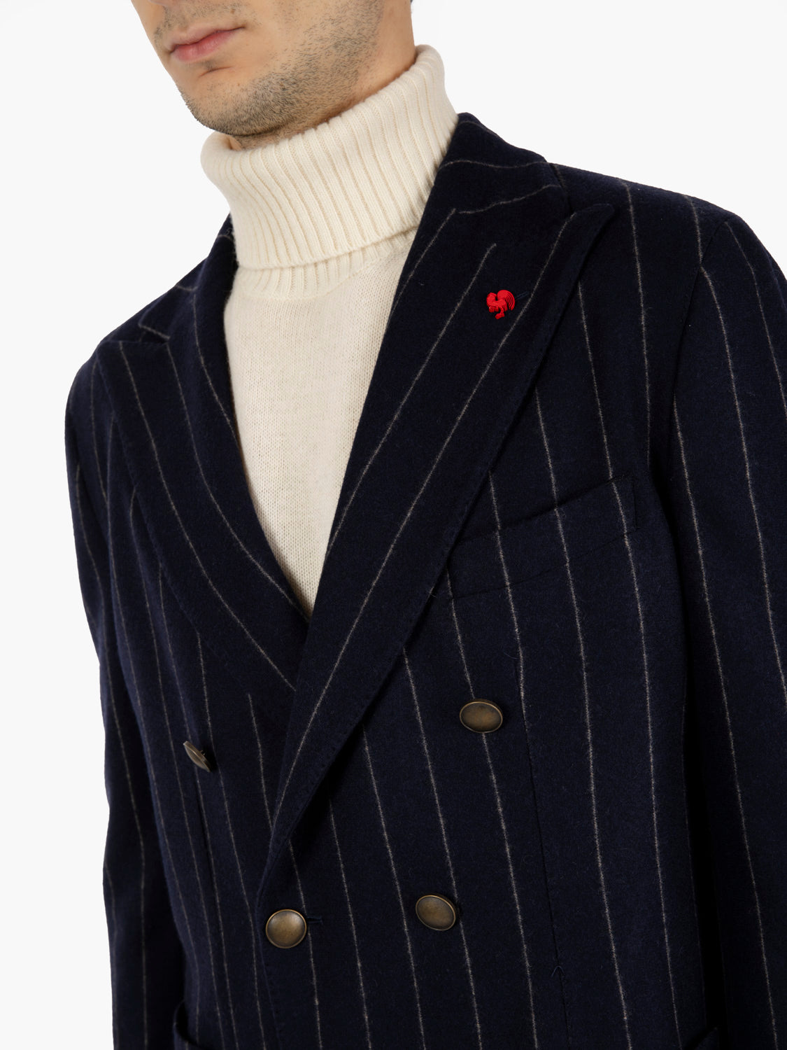 Giacca doppiopetto gessata blu