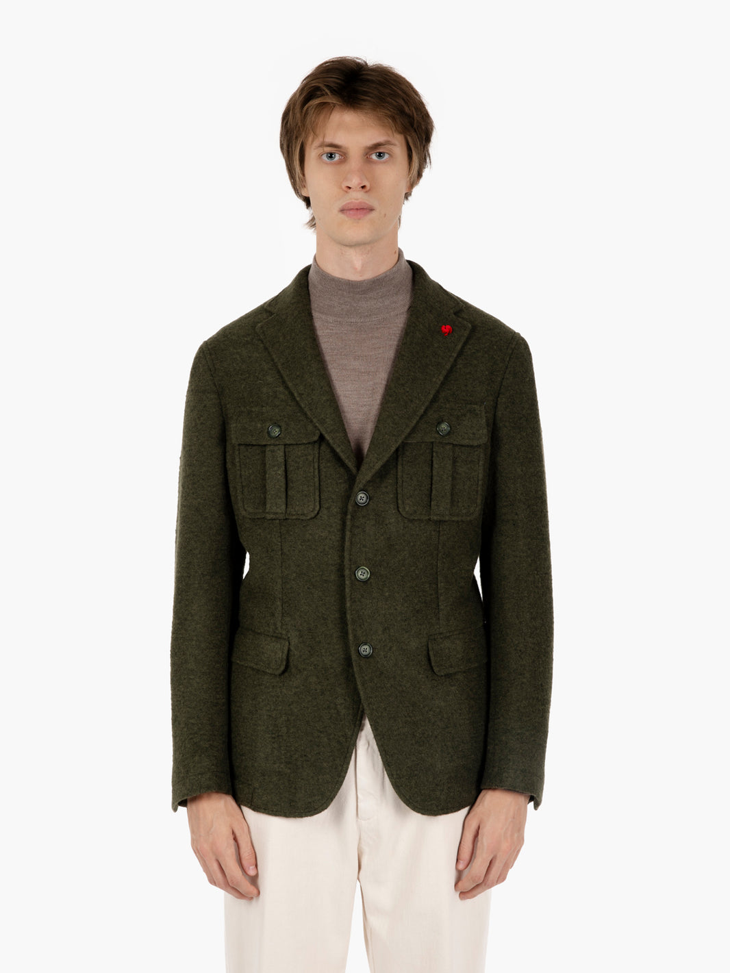 Giacca in misto lana verde