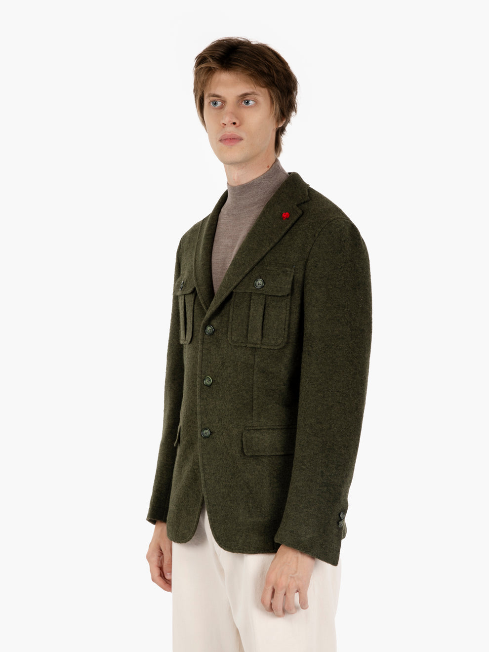 Giacca in misto lana verde