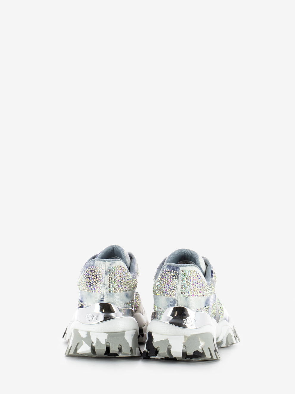 Sneakers con strass all over argento / blu