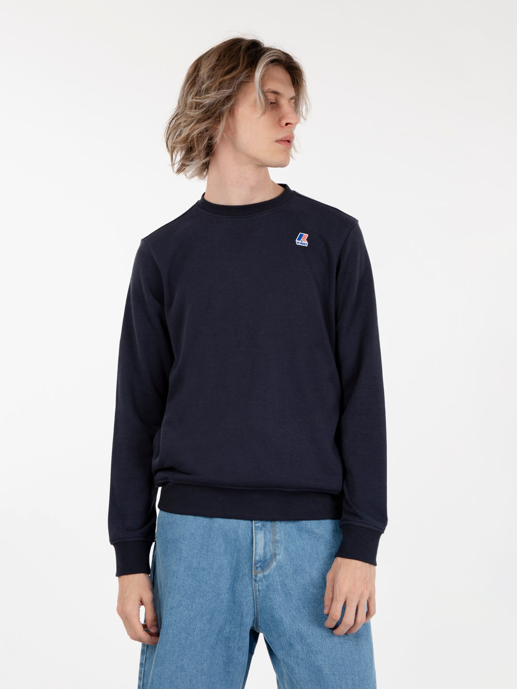 Le Vrai Auguste crew sweatshirt poly cotton blue depth