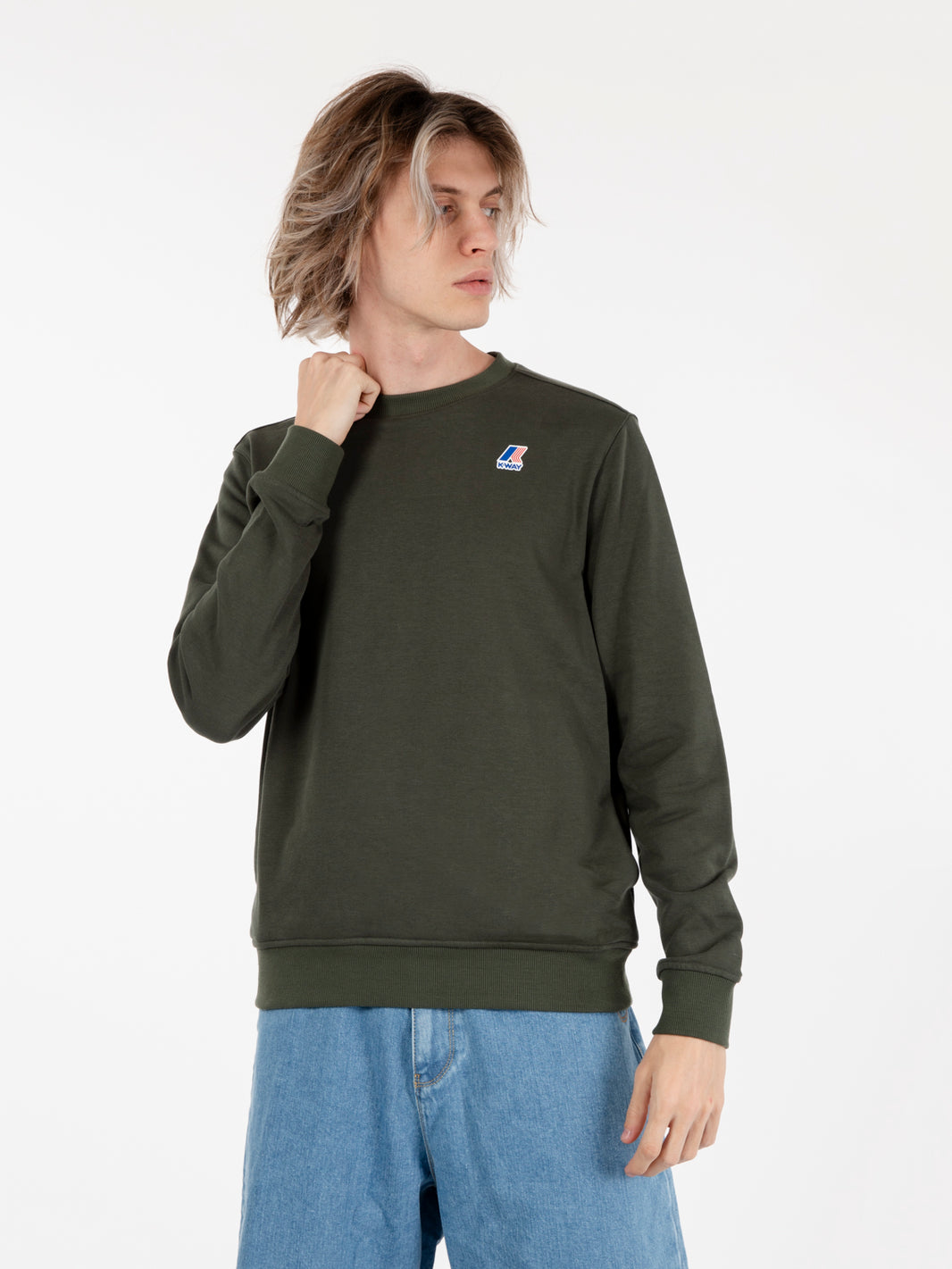 Le Vrai Auguste crew sweatshirt poly cotton green blackish