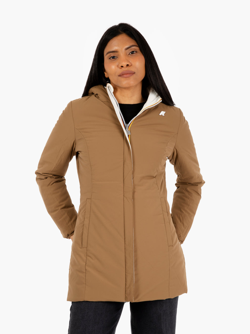 Giacca Denise warm double face white / brown