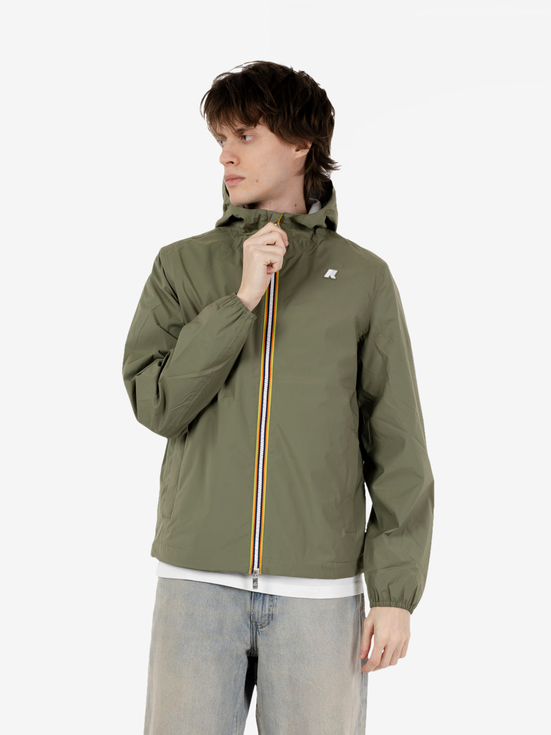 Jacket stretch nylon jersey green lichen
