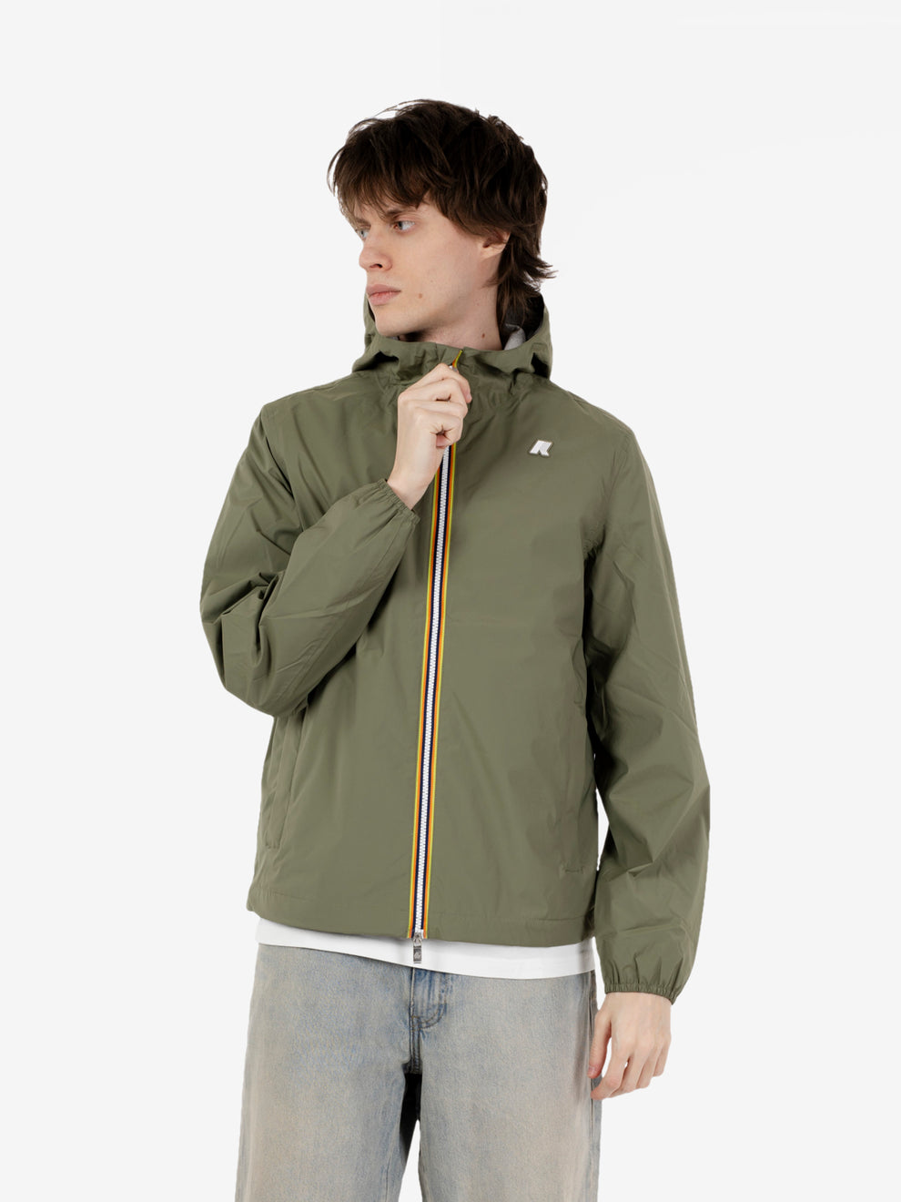 Jacket stretch nylon jersey green lichen