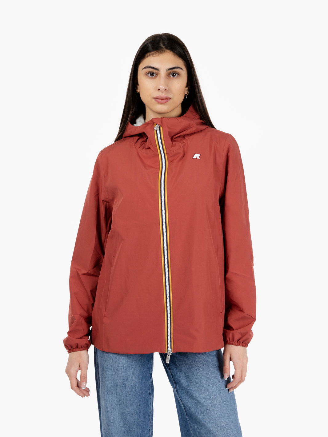 Marguerite stretch poly jersey red brownish