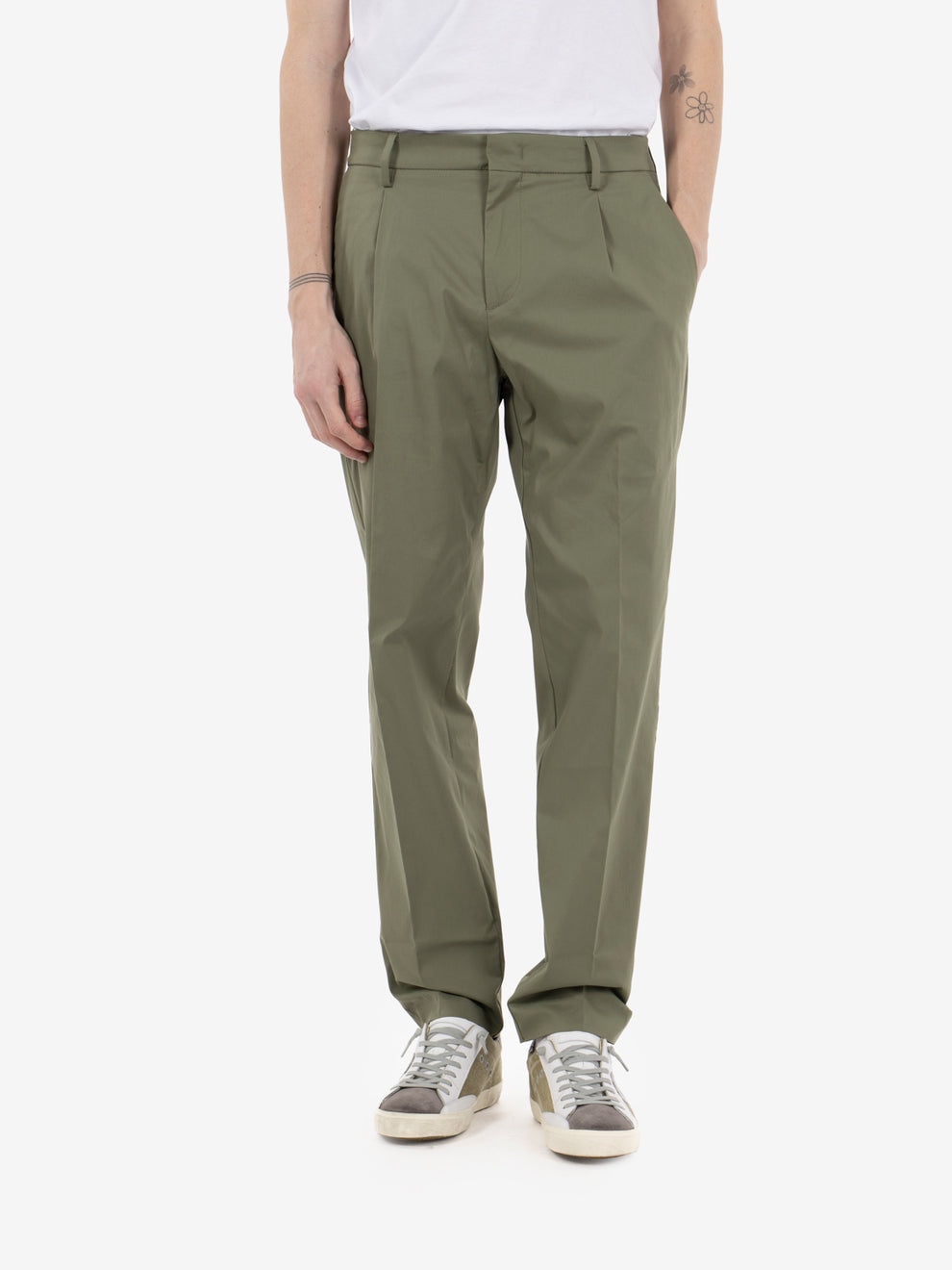 Pantaloni Ailton in twill tech green lichen