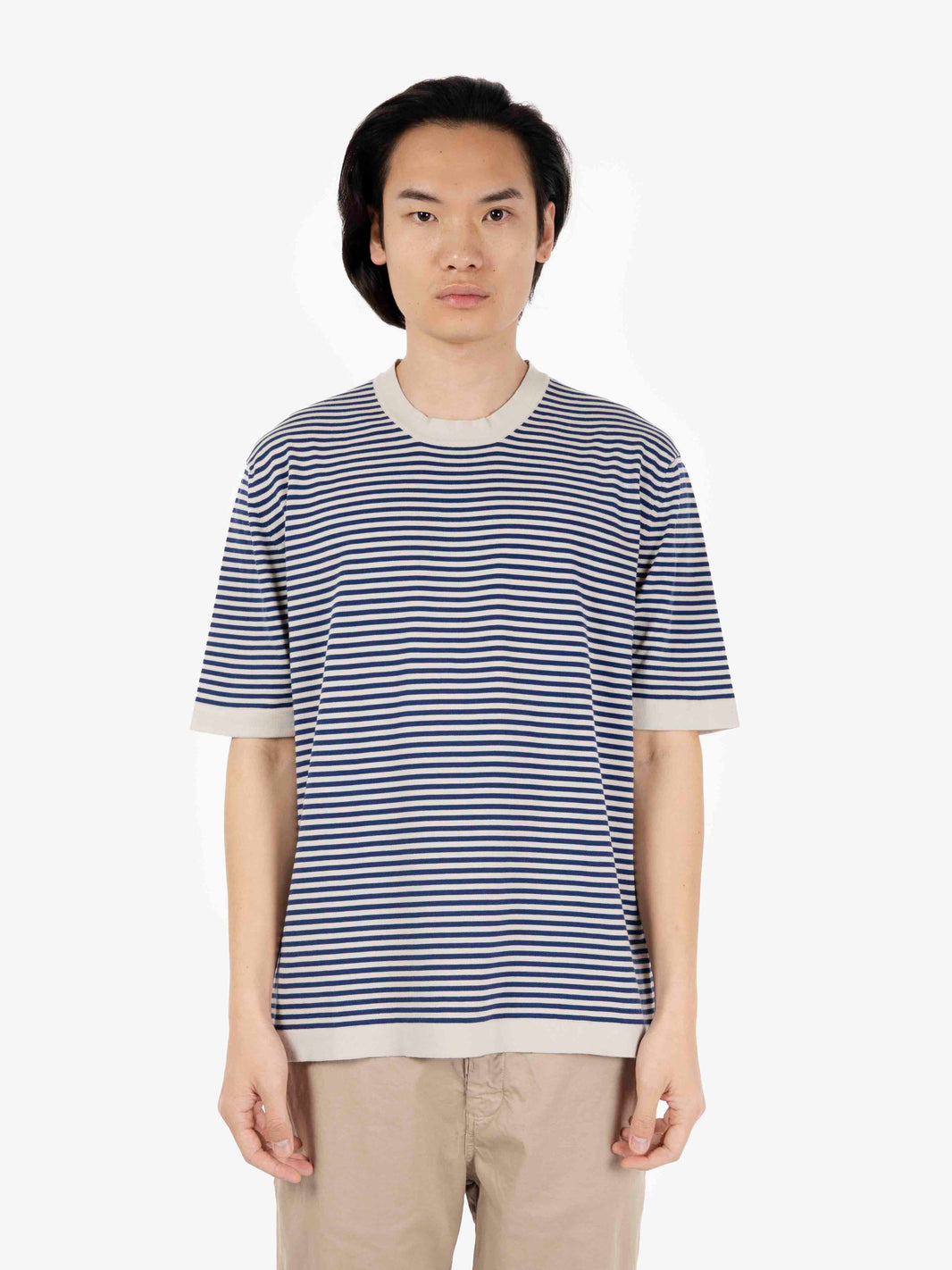 T-shirt combe stripes beige blu dept