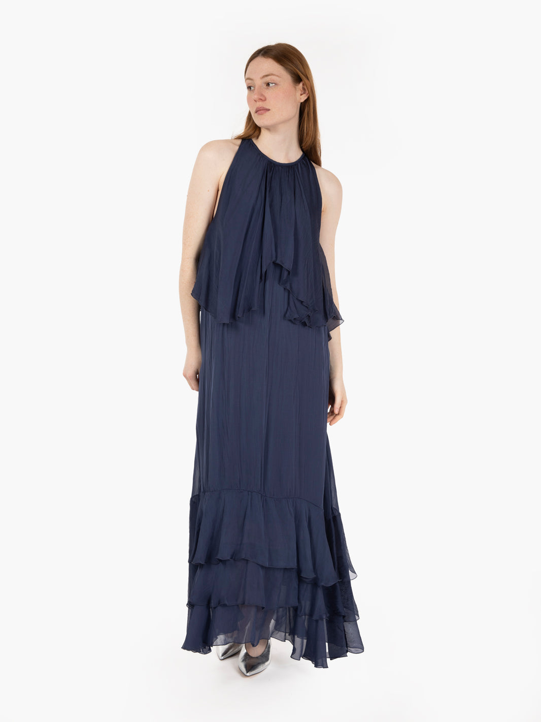 Abito con volants blu