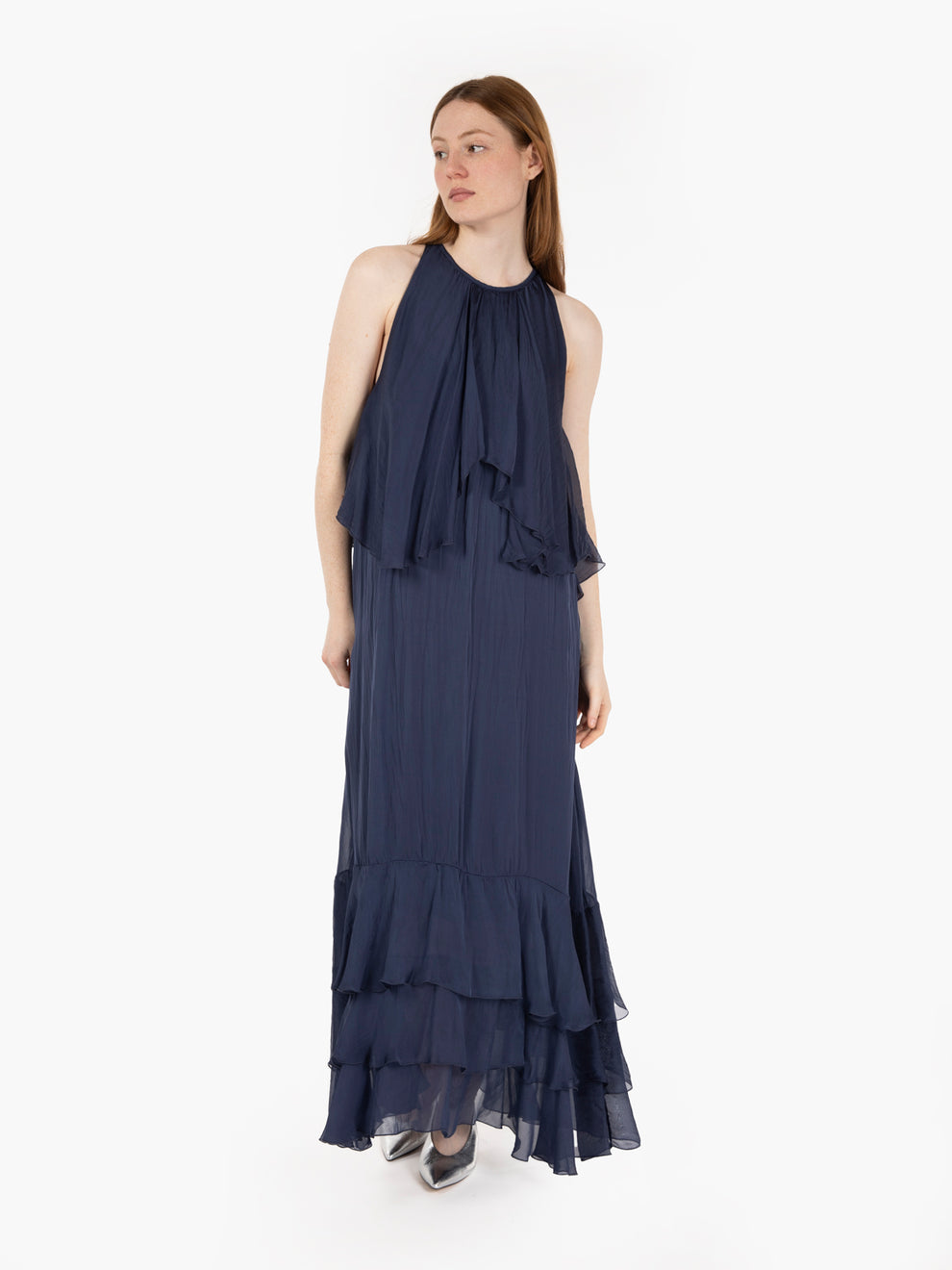 Abito con volants blu