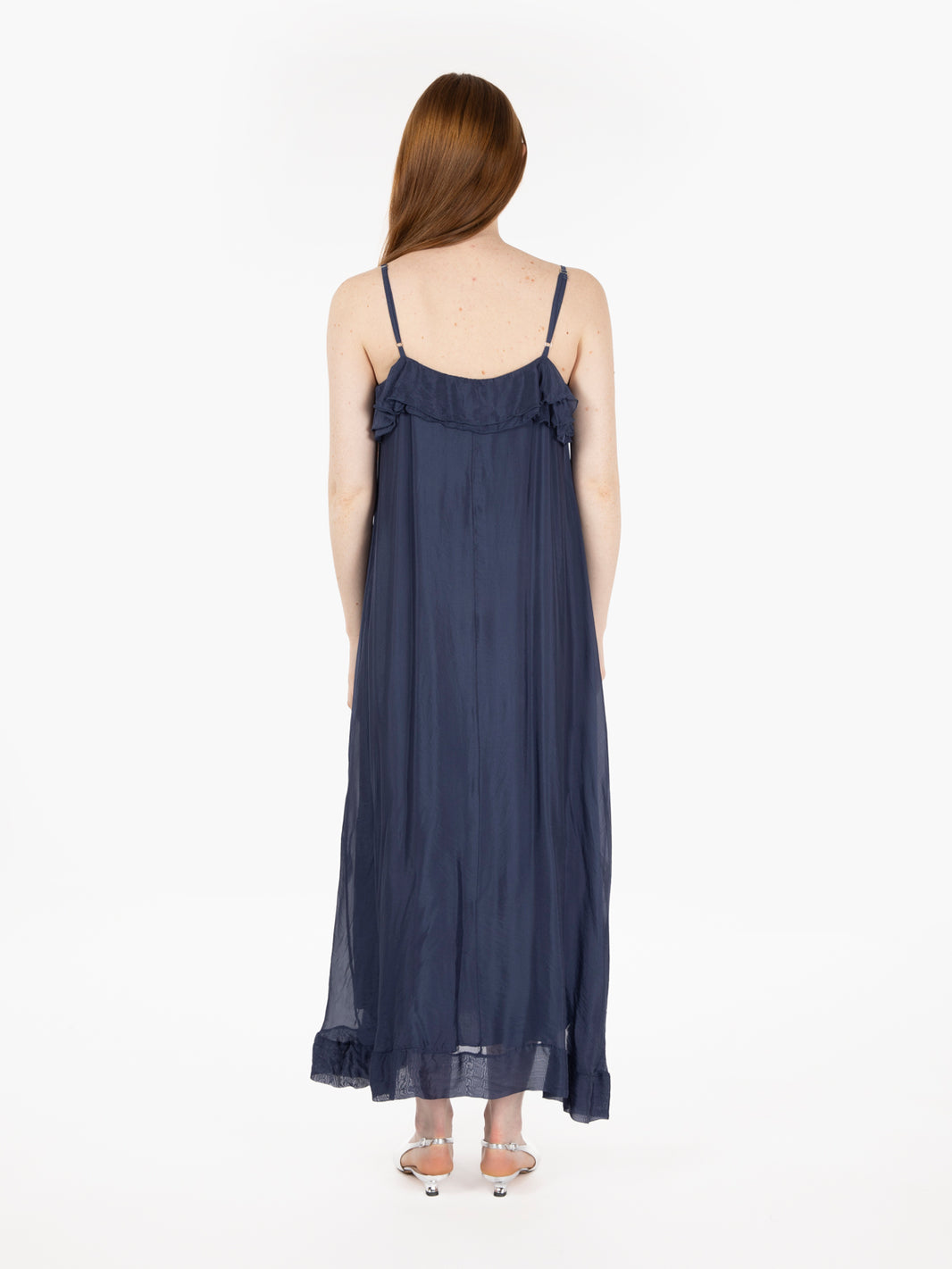 Abito con volants blu