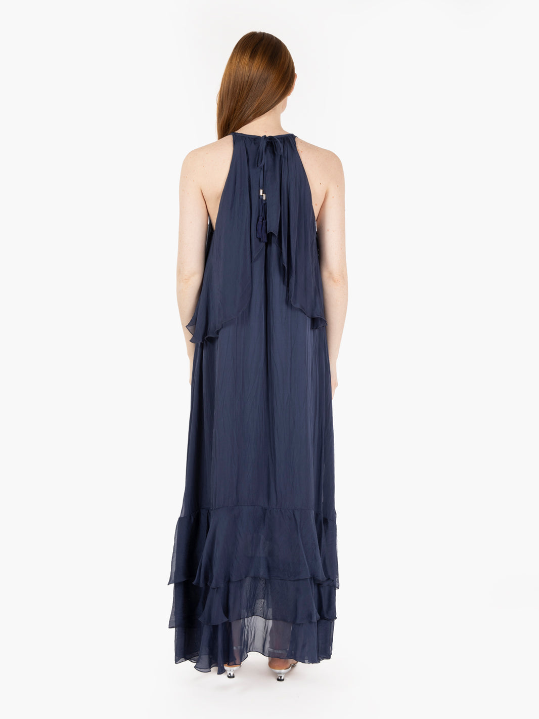 Abito con volants blu