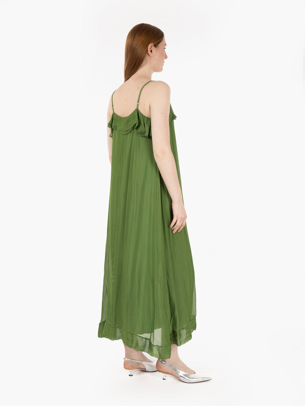 Abito con volants verde